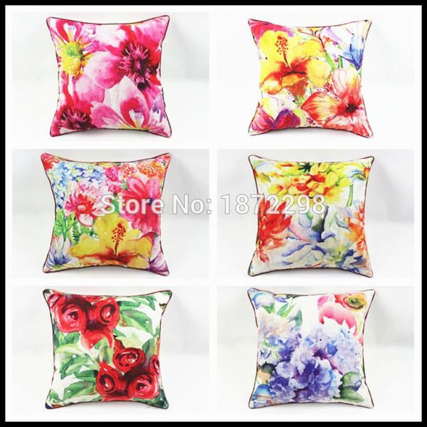 

types flower pattern 40/45/50/55/60cm polyester rayon fabric printing cushion cover ht-plpc-01-06 cushion/decorative pillow