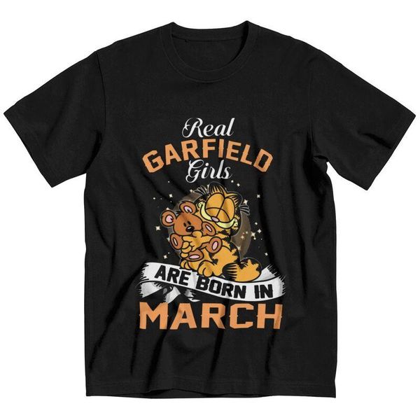 

men's t-shirts real garfield girls are in march t shirts short sleeves cotton tshirts streetwear t-shirt kawaii cat tee clothing, White;black