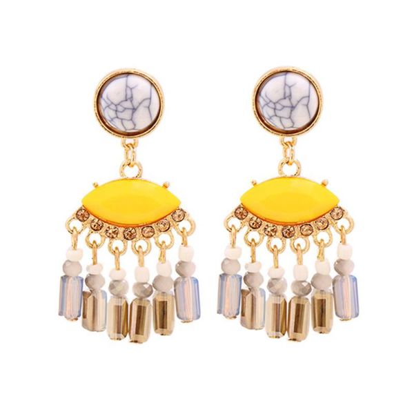 

dangle & chandelier bohemian color bead earrings for women hanging fashion female summer jewelry, Silver