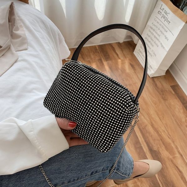 

luxury diamond evening clutch bags for women black pu leather mini handbag chain shoulder bag wedding party purse zd1641