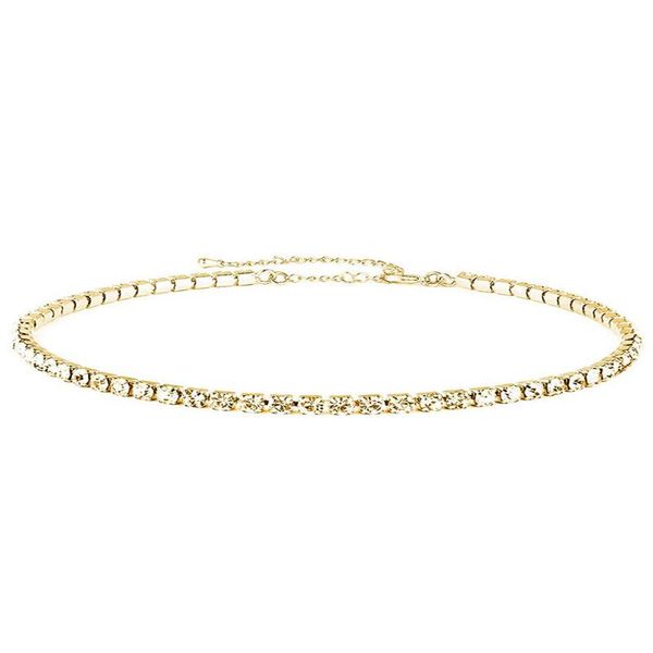 

minimalist stainless steel shining crysstal thin chain necklace for women girls exquisite glitter rhinestone choker jewelry gift chains, Silver