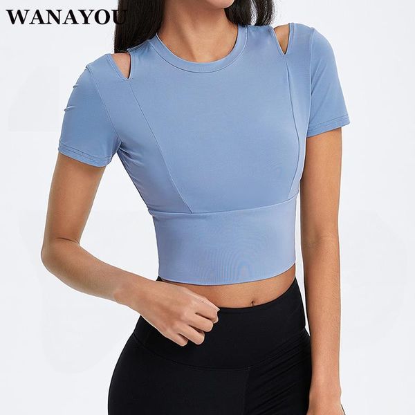 

women strapless yoga shirt,quick drying outdoor sports exercises short sleeve shirt,elastic tight fitness running shirt outfit