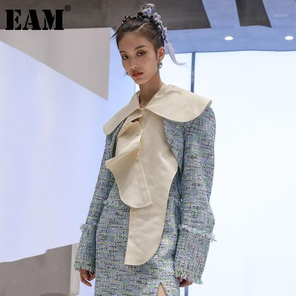 

women's sweaters women's [] beige big irregular split joint all-match shawl loose fit lapel women coat fashion tide spring autumn, White;black