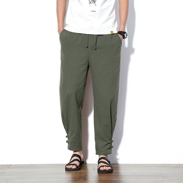 

men's trousers cotton thin section breathable loose casual pants spring and summer ultra-thin feet, Black