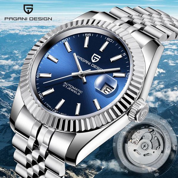 

wristwatches pagani design sapphire mechanical automatic watch men luxury sport watches for stainless steel waterproof relogio masculino, Slivery;brown