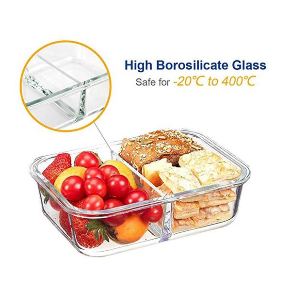 

dinnerware sets glass storage meal prep containers 2 grid with airtight locking lids bpa divided bento lunch boxes crisper