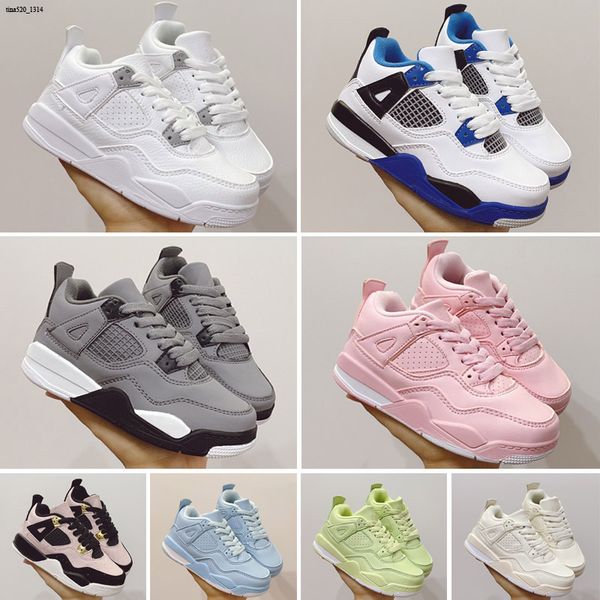 

kids jumpman 4s grey pink iv collaboration basketball bred shoes children outdoor sports sneaker sail muslin pure white black 4 athletic