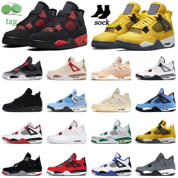 

red thunder 4 4s mens basketball shoes black cat university blue infrared fire red men womens trainers sports sneakers