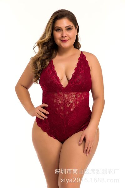

lingerie plus size teddy women's jumpsuit oversized pajamas, Black;white