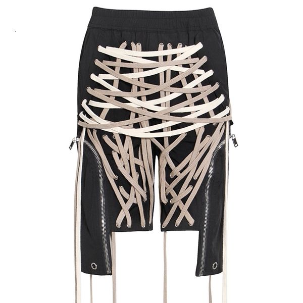 

women's shorts women lace up safari style contrast color eyelet high street short daea, White;black