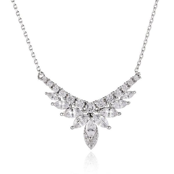 

pendant necklaces nlaid zircon clavicle chain women's exquisite accessories cross-border supply of european and american high-end neckl, Silver