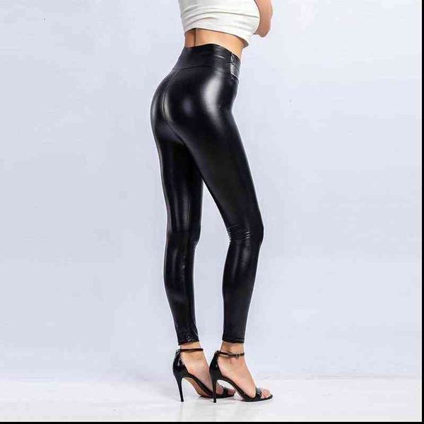 

2020 summer pu leather leggings women high waist skinny push up leggings elastic trousers stretch plus size jeggings s 5xl, Black