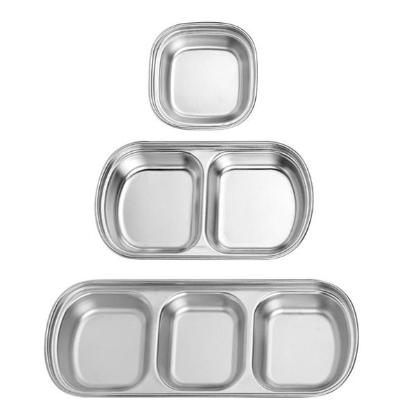 

dishes & plates 3pcs creative grid stainless steel sauce appetizer