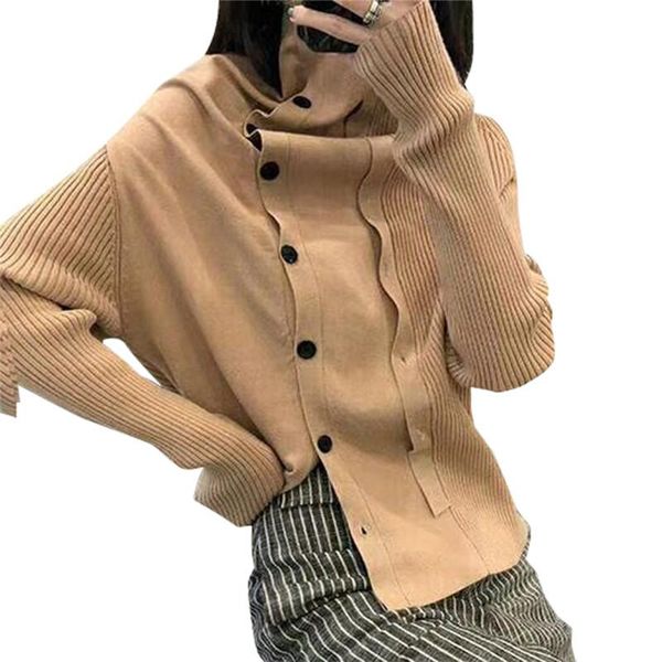 

women's sweaters lychee girls irregular turtle neck female long sleeve single-breasted autumn winter casual women, White;black