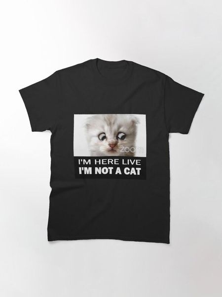 

men's t-shirts i'm here live. not a cat - zoom mishap classic t-shirt, White;black