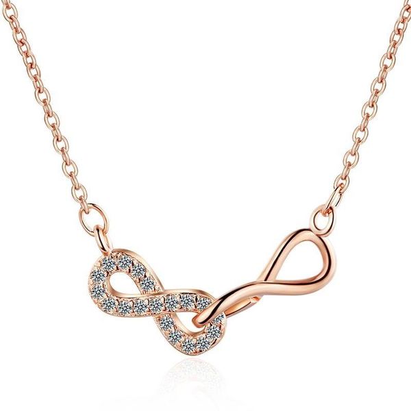 

chains ihues 925 sterling silver infinity pendant friendship necklace zircon jewelry for friend gift