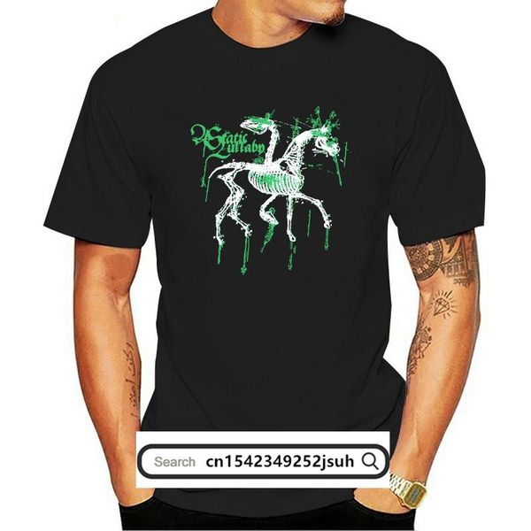 

men's t-shirts um cavalo de ninar estÃ¡tica esqueletos preto t camisa grande nova banda oficial merch, White;black