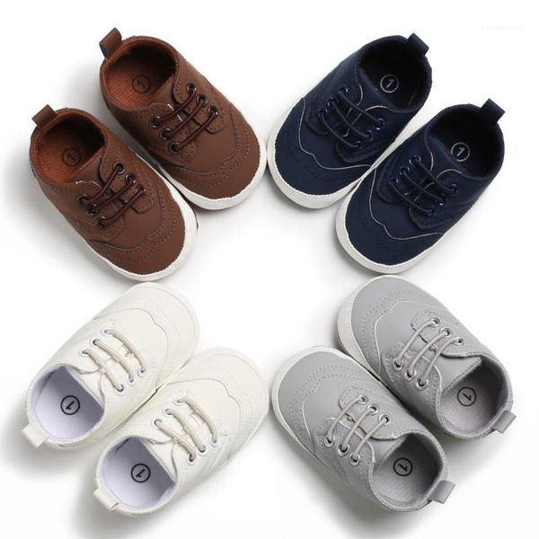 

athletic & outdoor spring born baby boys classic shoes pu leather first walkers lace-up walking prewalkers 20211, Black