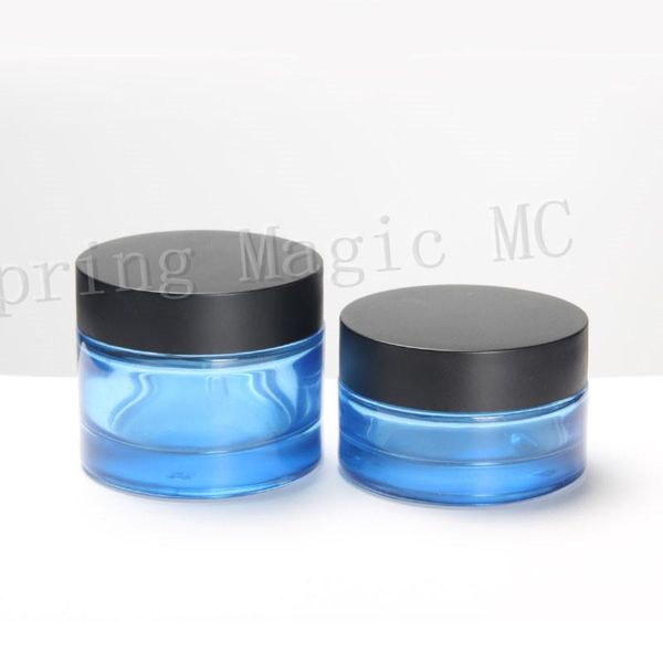 

storage bottles & jars 50g frosted glass cream with black lid 50ml cosmetic container skin care jar eye / mask night