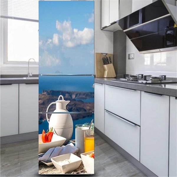 

other decorative stickers 3d self adhesive fridge door cover wallpaper wrap sticker fruit er full decals family breakfast