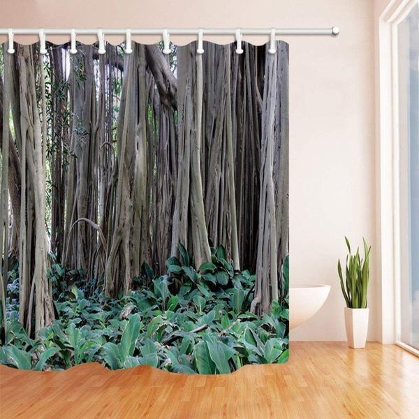 

shower curtains forest bath curtain tropical jungle with bushes ferns trees vegetation polyester fabric waterproof for bathroom