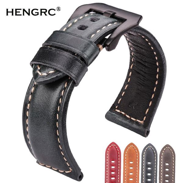 

watch bands cowhide watchbands 20 22 24 26mm women men retro calf leather band strap accessories 316l stainless steel buckle, Black;brown