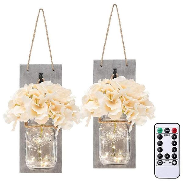 

wall lamp 1 set of 2 packs vintage mason light with artificial flower sconce for loft kitchen living room retro type l