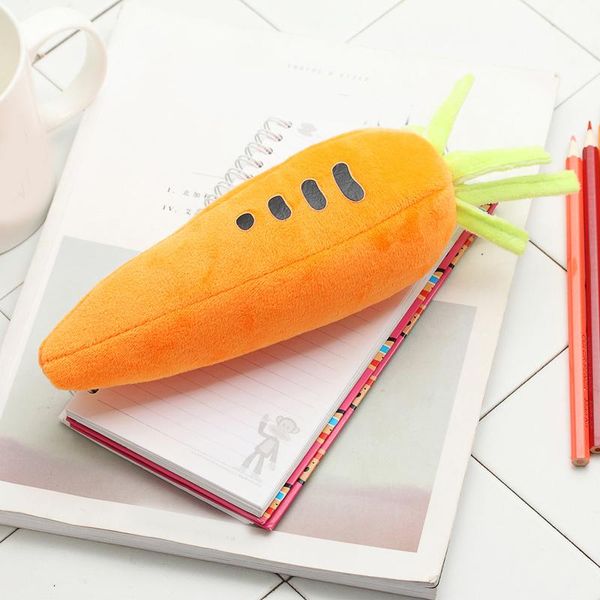 

storage bags carrot pencil case high-capacity for middle school students cute plush