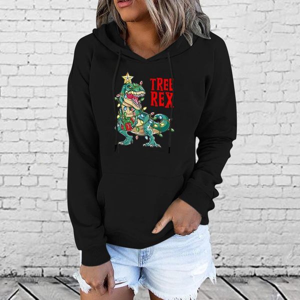 

women's hoodies & sweatshirts women sweatshirt hoody ladies hooded christmas printed casual pullovers girls long sleeve autumn winter c, Black