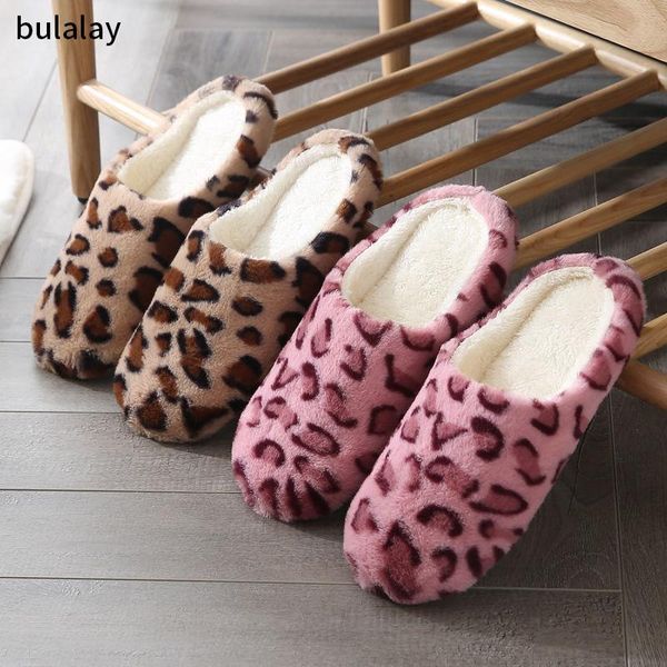 Pantofole per la casa con fondo morbido Donne leopardo stampato per interni pavimento non scarpe per camera da letto calda