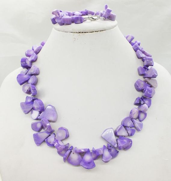 

earrings & necklace -- charm fashion purple coral necklace. bracelets, Silver