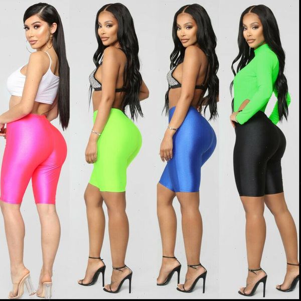 

stretch biker sport soild women shorts workout spandex leggings knee length streetwear ladies clothes drop, White;black