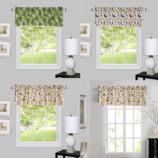 

curtain & drapes microfiber blackout fabric cute printing valance curtains extra wide and short window treatment kitchen living bathroom 74x