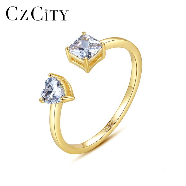 

ring simple design of s925 silver korean open female zircon jewelry