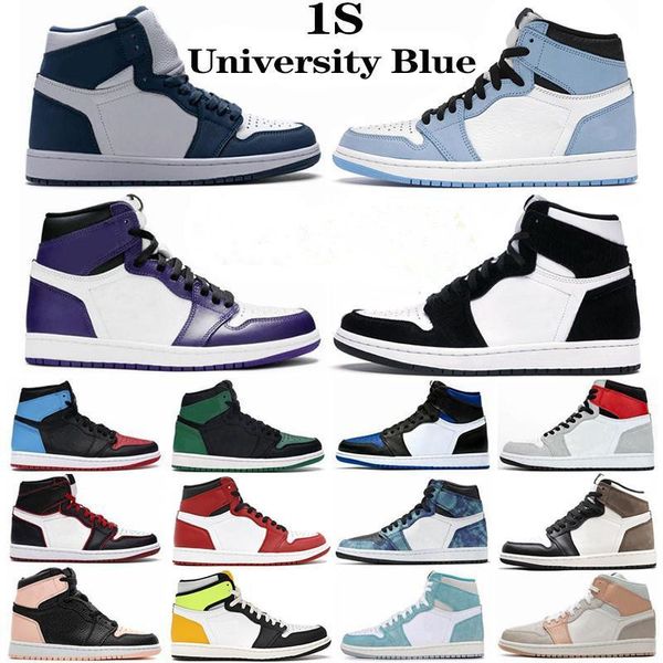 High University Blue 1s 1 баскетбольные кроссовки темно-мокко электро оранжевая пыльца Military Shadow Mid Light Smoke Grey Twist черные белые кроссовки мужские женские кроссовки