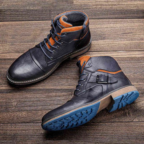 

8~12 boots men comfortable fashion brand boots leather #al626 211216, Black