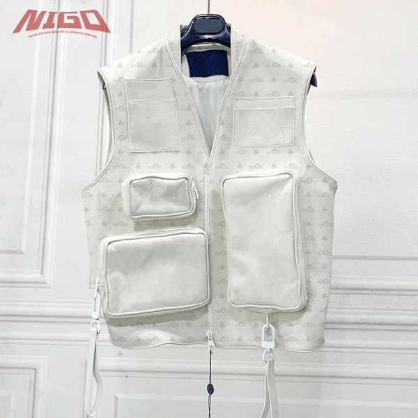 

men's wool & blends nigo 21ss leather vest #nigo37752, Black