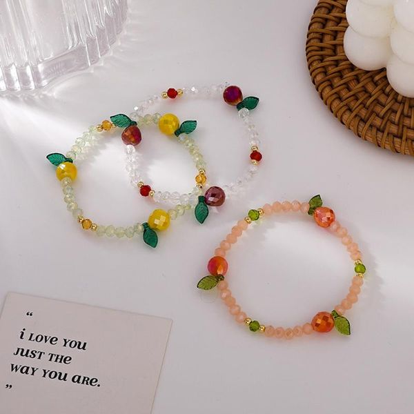 

link, chain han edition tide cute design color fruit shape bracelet women fine jewelry gift, Black