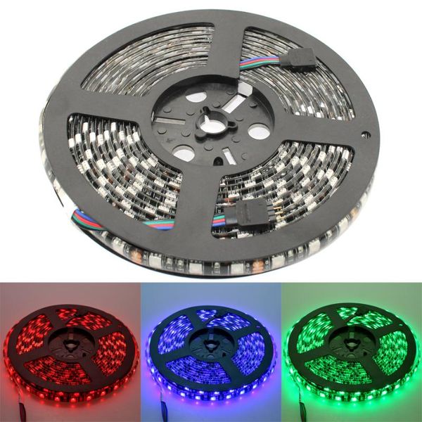 

strips 12v led strip light pc smd 5m waterproof black pcb 60led/m rgb lighting lamp tape diode flexible for living room