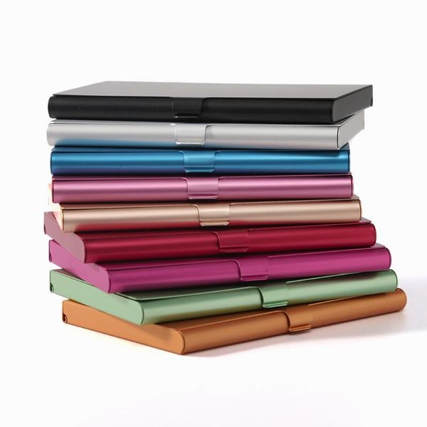 

card holders #h25 men metal stainless steel holder silver aluminium business id case bank, Brown;gray