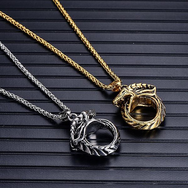 

pendant necklaces rattlesnake design jewelry titanium steel necklace amulet gift for men, Silver