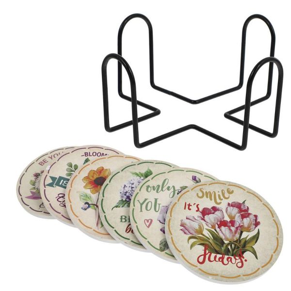 

mats & pads 1 set of beautiful coasters decorative round with storage rack
