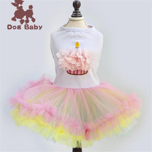 

dog apparel pet clothes spring summer thin colorful cake skirt