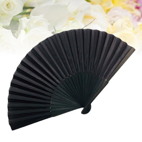 

party favor man fabric folding fan simple practical lightweight for male men (black, with bag pattern)