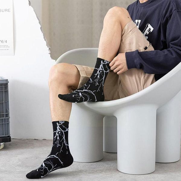 

men's socks 2021 street trend high-men and basketball calcetines skateboard women cotton color o6w1, Black