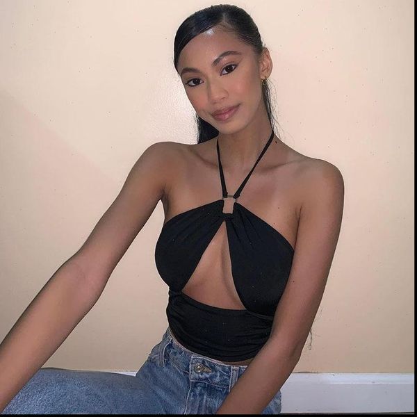 

y2k strappy cross women tank club camisole crop halter solid hollow out sleeveless open rave vest, White