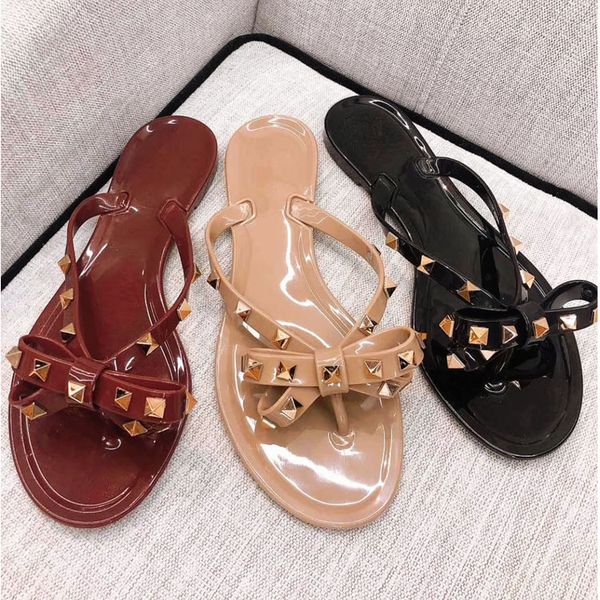 

new brand design rivet women slippers slip on flip flops mules shoes round toe low heels casual slides, Black