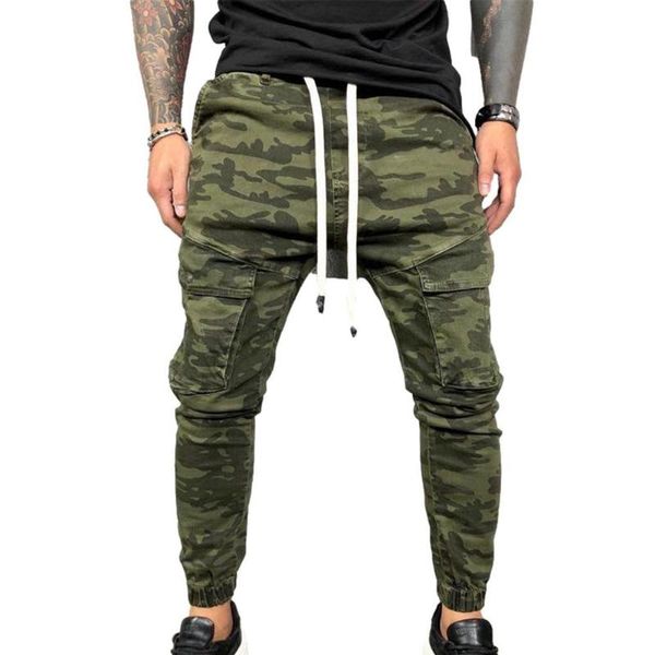 

men's pants camouflage printed jeans men plus size drawstring denim leggings, Black