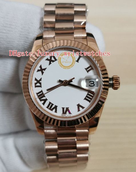 

bp wristwatches 278275 31mm 36mm stainless rose gold white roman dial luminescent sapphire eta 2836 2813 movement mechanical automatic ladie, Slivery;brown