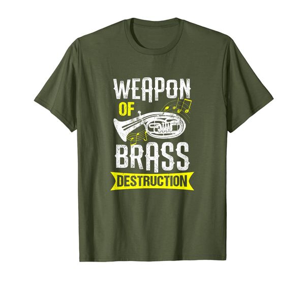 

weapon of brass destruction | funny tuba player quote t-shirt, White;black